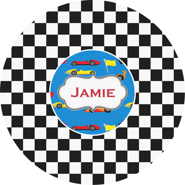 Custom Checkers & Racecars Multipurpose Round Labels - 5" (Personalized)