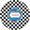 Checkers & Racecars 5" Multipurpose Round Label - Single Sticker