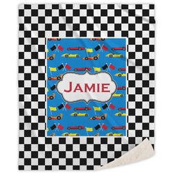 Checkers & Racecars Sherpa Throw Blanket (Personalized)