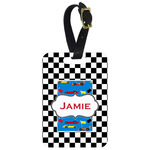 Checkers & Racecars Metal Luggage Tag w/ Name or Text