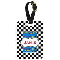 Checkers & Racecars Metal Luggage Tag w/ Name or Text