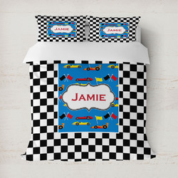 Checkers & Racecars Duvet Cover Set - Full / Queen (Personalized)