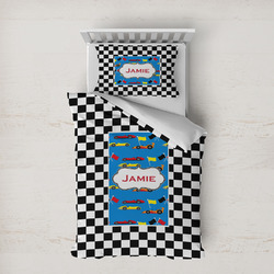 Checkers & Racecars Duvet Cover Set - Twin XL (Personalized)