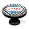 Checkers & Racecars Black Custom Cabinet Knob (Side)