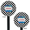 Checkers & Racecars Black Plastic 5.5" Stir Stick - Double Sided - Round - Front & Back