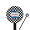 Checkers & Racecars Black Plastic 5.5" Stir Stick - Round - Closeup