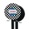 Checkers & Racecars Black Plastic 5.5" Stir Stick - Single Sided - Round - Front & Back