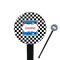 Checkers & Racecars Black Plastic 7" Stir Stick - Round - Closeup