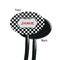 Checkers & Racecars Black Plastic 7" Stir Stick - Single Sided - Oval - Front & Back