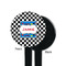 Checkers & Racecars Black Plastic 7" Stir Stick - Single Sided - Round - Front & Back