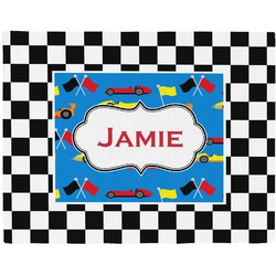 Checkers & Racecars Woven Fabric Placemat - Twill w/ Name or Text