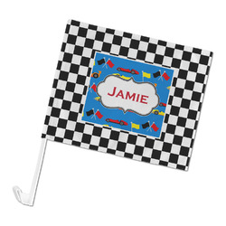 Checkers & Racecars Car Flag (Personalized)