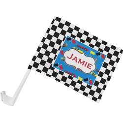 Checkers & Racecars Car Flag - Small w/ Name or Text