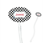 Checkers & Racecars 7" Oval Plastic Stir Sticks - Clear (Personalized)