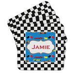 Checkers & Racecars Cork Coaster - Set of 4 w/ Name or Text