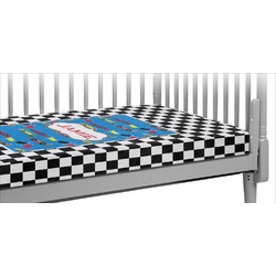 Checkers & Racecars Crib Fitted Sheet (Personalized)