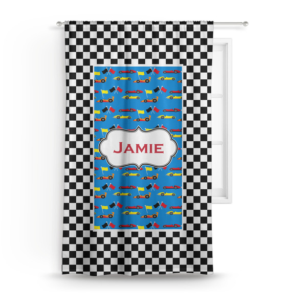 Custom Checkers & Racecars Curtain Panel - Custom Size (Personalized)