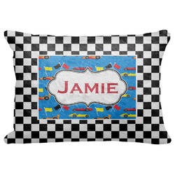Checkers & Racecars Decorative Baby Pillowcase - 16"x12" (Personalized)