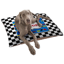 Checkers & Racecars Dog Bed - Large w/ Name or Text