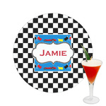 Checkers & Racecars Printed Drink Topper -  2.5" (Personalized)