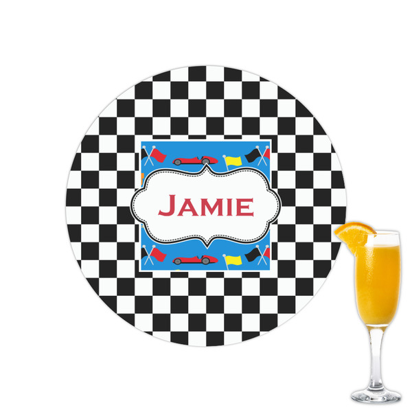 Custom Checkers & Racecars Printed Drink Topper - 2.15" (Personalized)