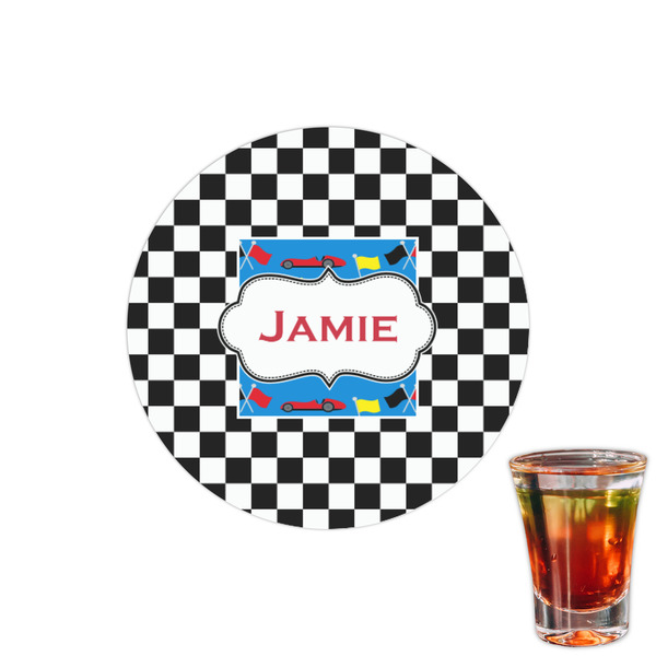 Custom Checkers & Racecars Printed Drink Topper - 1.5" (Personalized)