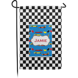 Checkers & Racecars Small Garden Flag - Single Sided w/ Name or Text