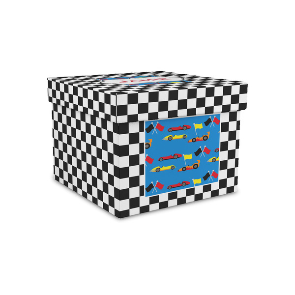 Custom Checkers & Racecars Gift Box with Lid - Canvas Wrapped - Small (Personalized)