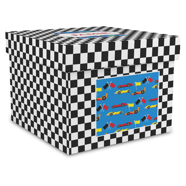 Custom Checkers & Racecars Gift Box with Lid - Canvas Wrapped - X-Large (Personalized)