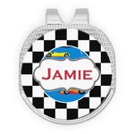 Checkers & Racecars Golf Ball Marker - Hat Clip - Silver