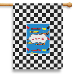 Checkers & Racecars 28" House Flag (Personalized)