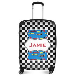 Checkers & Racecars Suitcase - 24" Medium - Checked (Personalized)