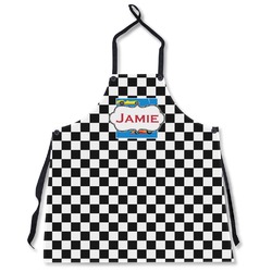 Checkers & Racecars Apron Without Pockets w/ Name or Text