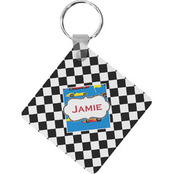 Checkers & Racecars Diamond Plastic Keychain w/ Name or Text