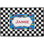 Checkers & Racecars Door Mat - 36"x24" (Personalized)