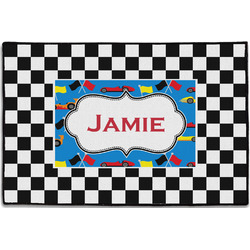 Checkers & Racecars Door Mat - 36"x24" (Personalized)