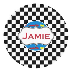 Checkers & Racecars Round Decal - Large (Personalized)