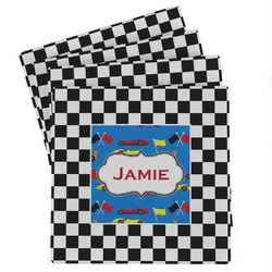 Checkers & Racecars Absorbent Stone Coasters - Set of 4 (Personalized)