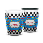 Checkers & Racecars Ceramic Shot Glass - 1.5 oz (Personalized)