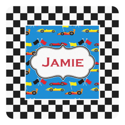 Checkers & Racecars Square Decal - Medium (Personalized)