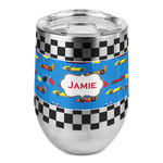 Checkers & Racecars Stemless Wine Tumbler - Full Print (Personalized)