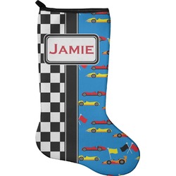 Checkers & Racecars Holiday Stocking - Single-Sided - Neoprene (Personalized)