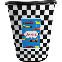 Checkers & Racecars Waste Basket - Double Sided (Black) (Personalized)