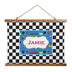 Checkers & Racecars Wall Hanging Tapestry - Wide (Personalized)