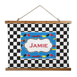 Checkers & Racecars Wall Hanging Tapestry - Wide (Personalized)