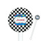 Checkers & Racecars White Plastic 5.5" Stir Stick - Round - Closeup