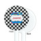 Checkers & Racecars White Plastic 5.5" Stir Stick - Single Sided - Round - Front & Back