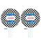 Checkers & Racecars White Plastic 7" Stir Stick - Double Sided - Round - Front & Back