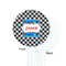 Checkers & Racecars White Plastic 7" Stir Stick - Single Sided - Round - Front & Back