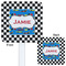 Checkers & Racecars White Plastic Stir Stick - Double Sided - Approval